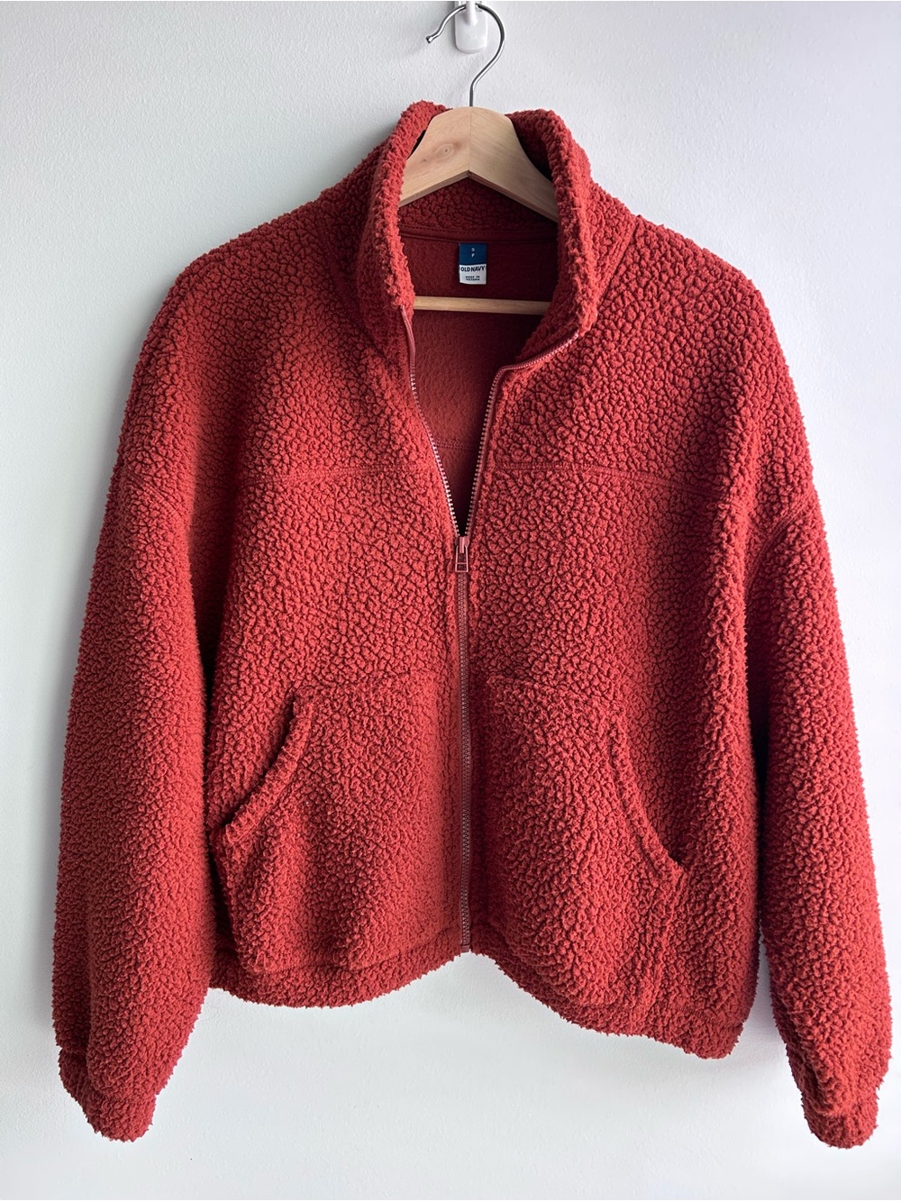 Old Navy Brick Orange Teddy Fleece Zip Jacket
